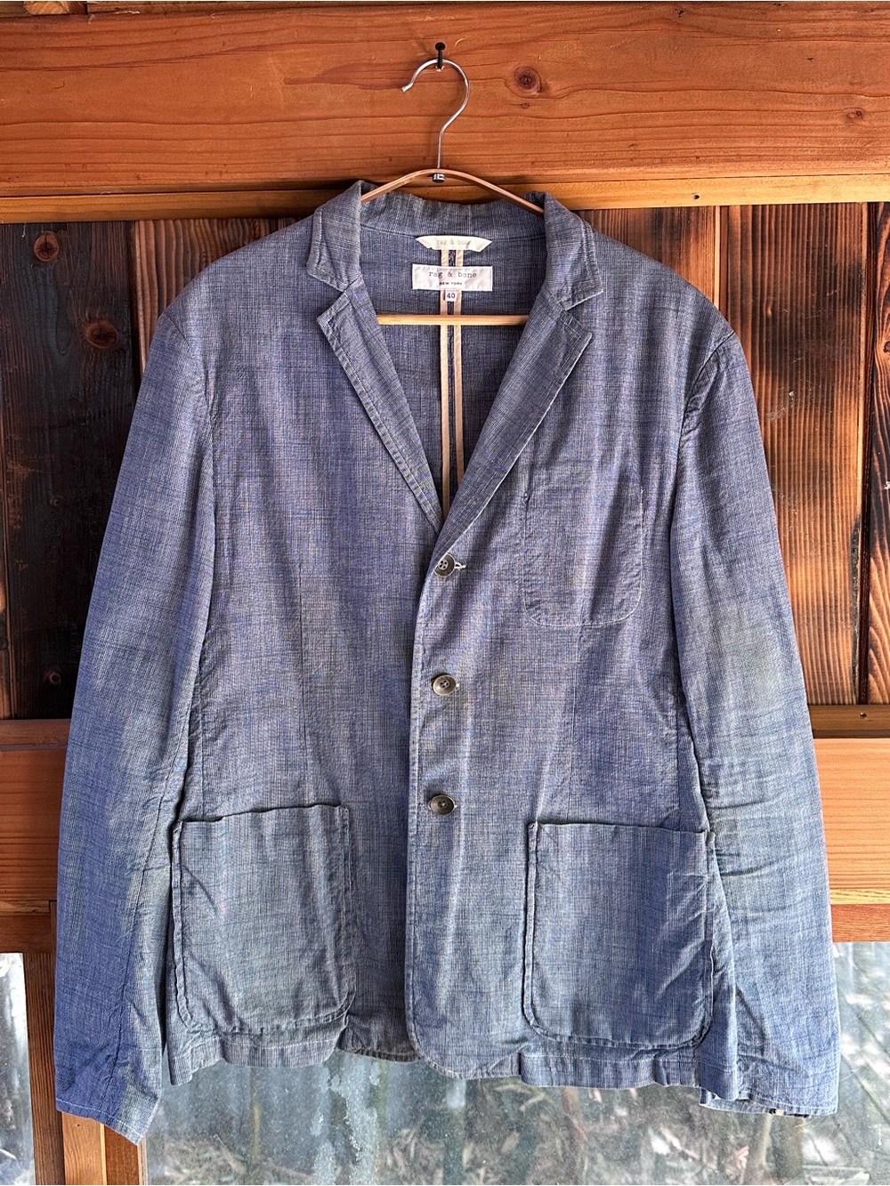 rag & bone Navy Pinstripe Jacket with Label